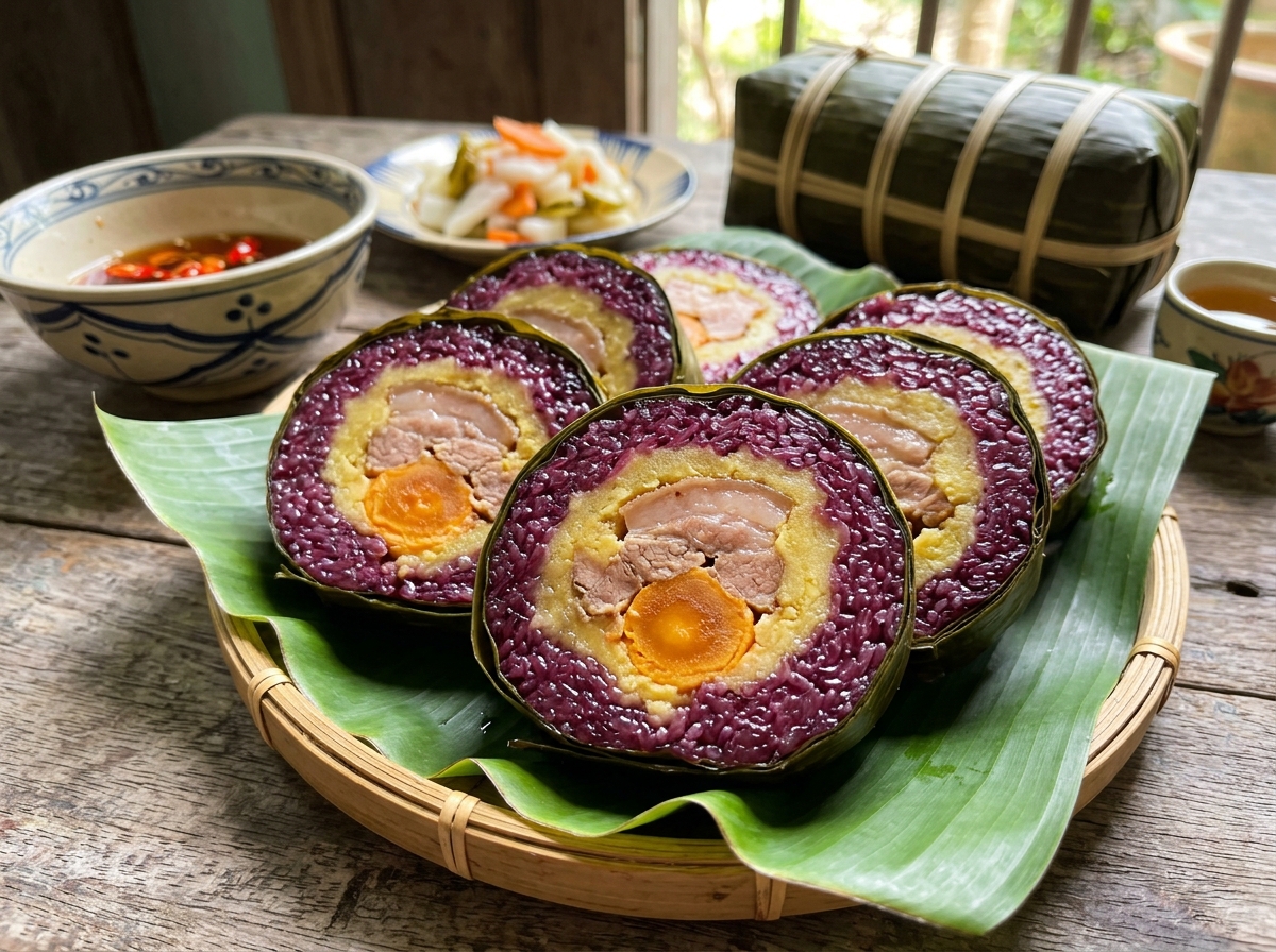 Bánh tét lá cẩm